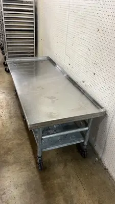 Used Falcon Restaurant Supply, Inc. Used 72.5" x 30" Stainless Steel Equipment Stand with Casters Food Prep Tables Illinois US | Falcon Restaurant Supply #1373561