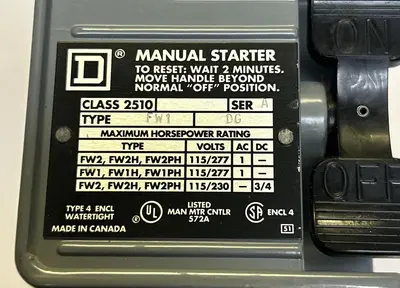 New | in-Stock SQUARE D 2510FW1 Industrial Controls Ohio US | Surplus Asset Holdings #1238578