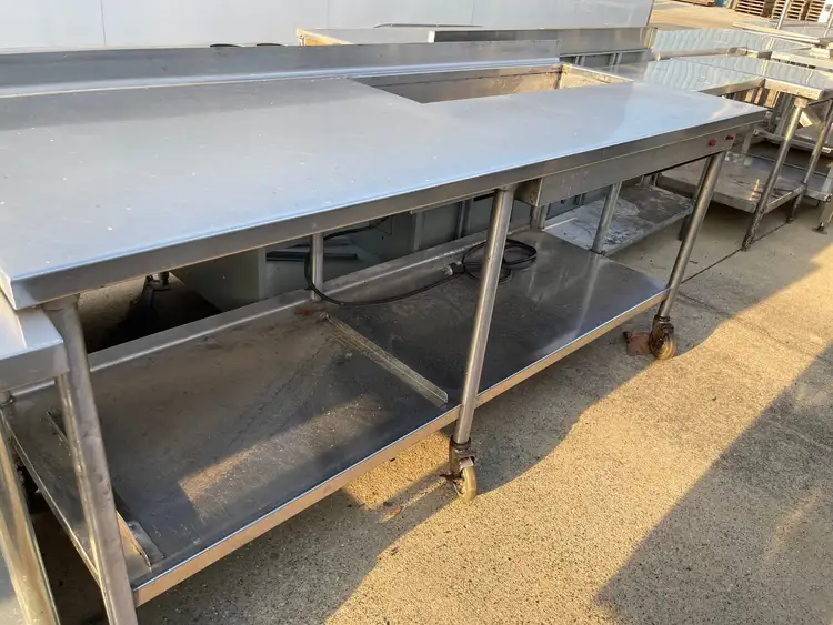 Used FalconRestaurantSupply Used 82" Stainless Steel Table with Drain - SS211 Food Prep Tables Illinois US | Falcon Restaurant Supply #1375976