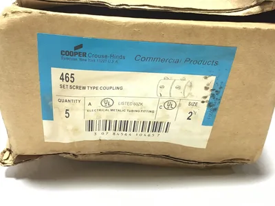 Crouse-Hinds 465 2″ Steel Set Screw Couplings Zinc Plated Lot of 5