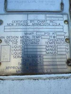 LNG 14,500 Net Liquid Gallon Storage Vessels SN: 24371
