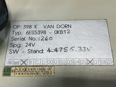 USED VAN DORN 6ES5398-0KB12