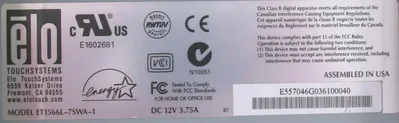 NEW ELO TOUCH SYSTEMS ET1566L-7SWA-1 TOUCH SCREEN 844378-000 ET1566L7SWA1