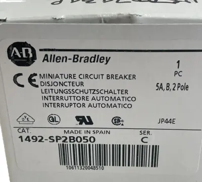 A / B 1492-SP2B050 MINIATURE CIRCUIT BREAKER SER. C 1492SP2B050 NEW, SURPLUS