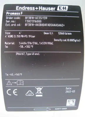 NEW Endress+Hauser 8F3B1H-UC33/139