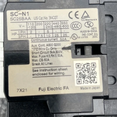 Used Fuji SC-N1 PLC Contactors California US | Davliegogo LLC #1707459