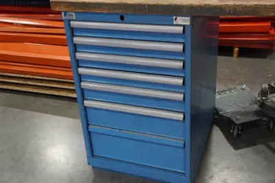 Industrial Workstation with Bench Vise and Built-In Tool Box
