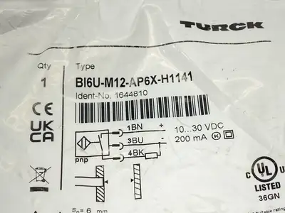 NEW TURCK INDUCTIVE PROXIMITY SENSOR 10-30VDC 1644810
