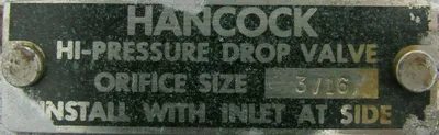 REMANUFACTURED HANCOCK 7205W-1-0219 VALVE SIZE 1 2320 PSI 7205W10219
