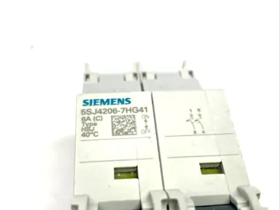 USED SIEMENS MINIATURE CIRCUIT BREAKER 240V 14KA, 2P, TRIP C, 6A