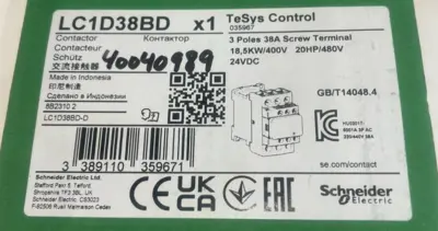NEW SCHNEIDER ELECTRIC LC1D38BD CONTACTOR 3 POLE 24VDC