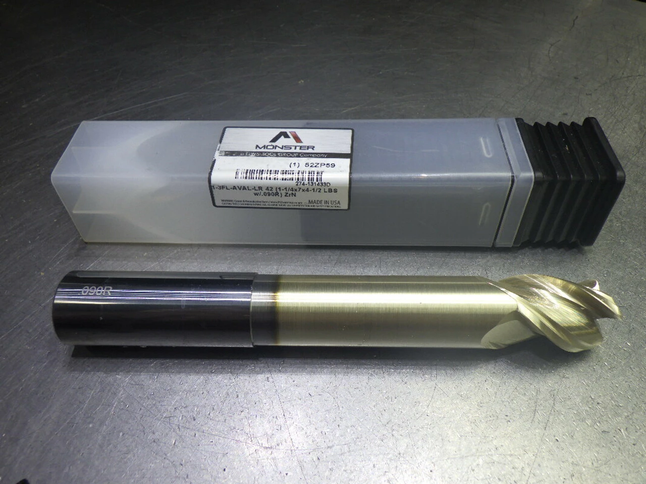 Monster 1" 3 Flute CR XXL Carbide Endmill 1" Shank .09" R 274-131433D (LOC2226)