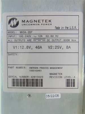 Magnetek Emerson WH3A-2DF Ovation Power Supply Module 1X00163H01 Rev. A Used