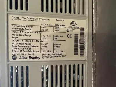 🔴 Heading to Auction May 27 - Used Five Allen Bradley Power Flex70 Variable Frequency Drives (480 Volt)