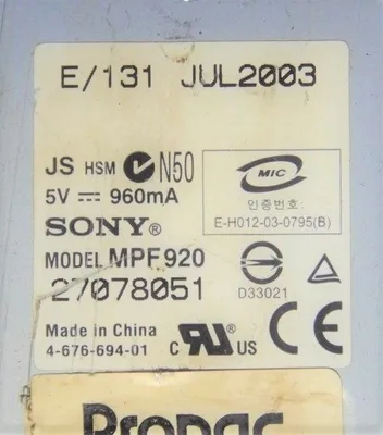Sony / ABB MPF920 3.5" Floppy Disk Drive for S4C+ Robot Controller Used