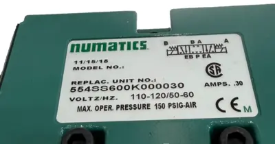 NEW NUMATICS 554SS600K000030 SOLENOID VALVE 110-120/50-60