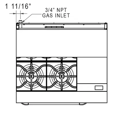 New | in-Stock Dukers New Dukers DCR36-4B12GM 36" Gas Range with Four (4) Open Burners & 12" Flat Top Griddle Commercial Ranges Illinois US | Falcon Restaurant Supply #1376280