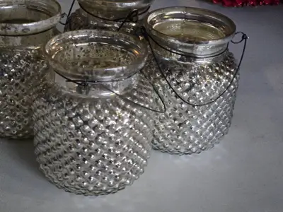 Lot of (4) Brooklyn Mercury Hobnail Hanging Jar 4" x 4 1/2"