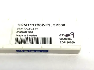 USED SECO DCMT11T302-F1 CP500 TURNING INSERT DCMT32.50.5-F1 CP500