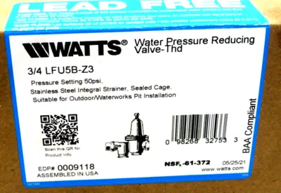 NEW WATTS LFU5B-Z3 CONTROL VALVE 3/4" LFU5BZ3