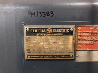 400 HP General Electric Synchronous Motor 720 Rpm 4800 Volts