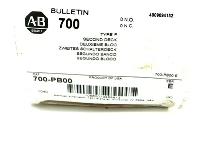 NEW ALLEN-BRADLEY 700 -PB 00 SECOND DECK RELAY SERIES E 700 PB 00