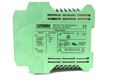 USED PHOENIX CONTACT MINI-PS-100-240AC/24DC/4 POWER SUPPLY 29 38 83 7