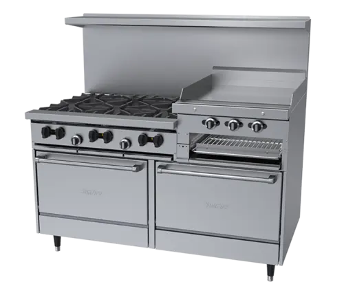 Garland X60-6R24RR 60" 6 Burner Sunfire Gas Range w/ Griddle/Broiler & (2) Standard Ovens, Natural Gas