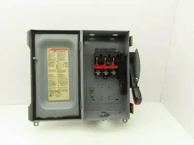 Square D HU362 Safety Disconnect Switch 60A 600VAC 3Pole Non Fused Ser F1