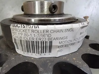 Idler Roller Chain Sprocket 80C15107IA, Size 80, 15 Teeth w/ ER23 Bearing