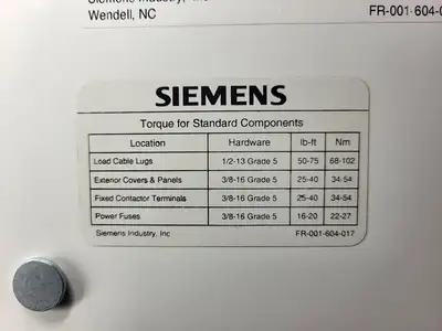 Siemens 4160 Volt MCC 400 amp each/1250 hp Vac contactors