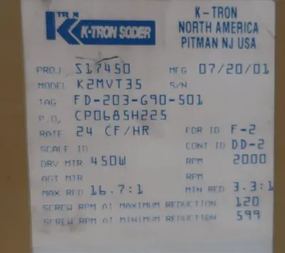 USED K-TRON K2MVT35