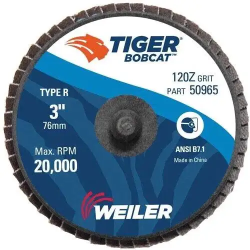 Weiler TIGER 3" Roloc Flap Disc Wheel 120 Grit Zirconia Alumina 5 Pack 50965