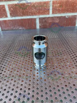 USED BBS SYSTEM 223169 STAINLESS STEEL IN LINE SIGHT GLASS W/ 1 1/2" SANITARY FITTING