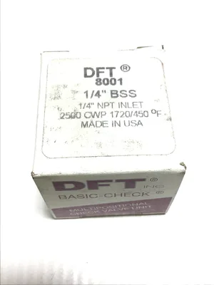 DFT 8001 Stainless Steel Check Valve 1/4″BSS 1/4″NPT Inlet 2500 CWP 1720/450 °F