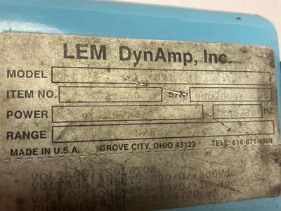 Used LEM DYNAMP 021380 Misc Electrical & Power Parts Ohio US | Surplus Asset Holdings #1234714
