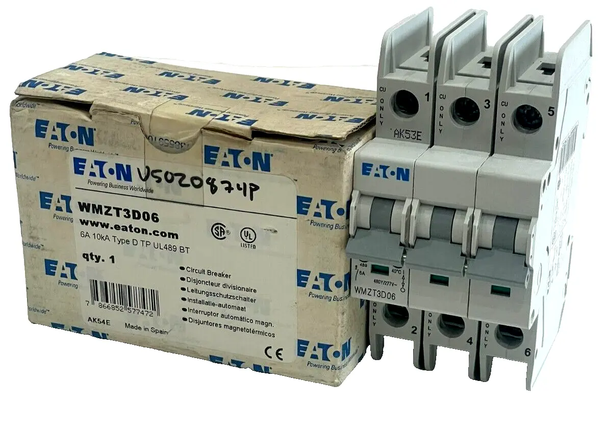 NEW EATON WMZT3D06 CIRCUIT BREAKER 6A 10KA TYPE D