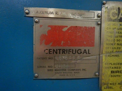 Bird Machine Company Decanter Centrifuge, 30HP, Serial Number: E882W