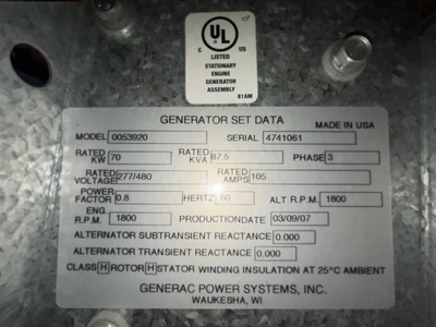 USED 2007 GENERAC 0053920