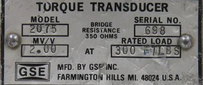 USED GSE 2075 TORQUE TRANSDUCER