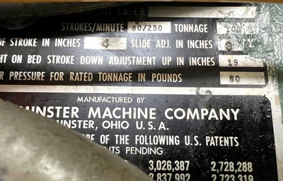 USED MINSTER MINSTER P2-100-54 PRESS