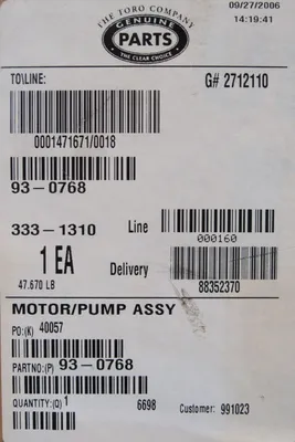 NEW RAVEN 063-0159-898 MOTOR/PUMP ASSY 93-0768 333-1310 0630159898