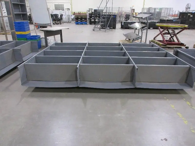 GRAY METAL SHELVING UNIT - TRIPLE WIDE
