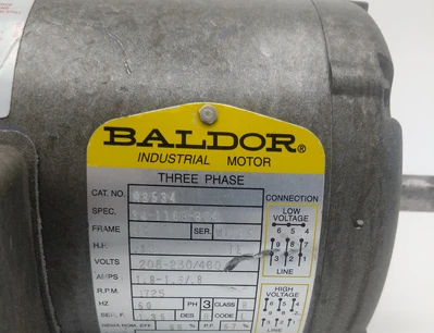 BALDOR .33 HP, 1725 RPM, 56 FRAME MOTOR