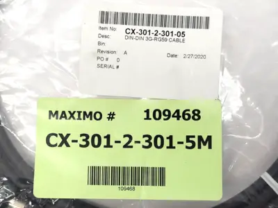 CXP-6 CX-301-2-301-05 Rev. A DIN to DIN 3G-RG59 Coax Cable - New