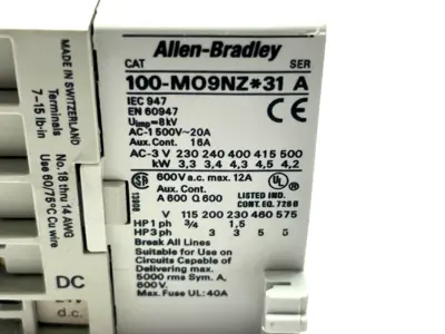 Allen Bradley 100-M09NZ2431 Ser. A Contactor - Used