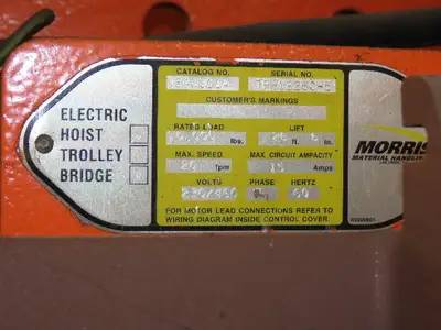Cleveland Tramrail P&H 5 Ton Single Girder Underhung Bridge Crane 44' 6" Span