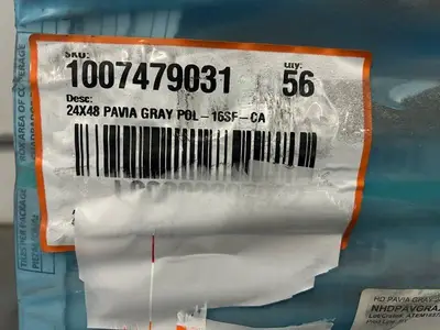 MSI Pallet of 56- Pavia Gray 24 in. x 48 in. Polished Porcelain Quartzite Look Floor and Wall Tile (total of 448 sq. ft.) Retail Value of $1,693.44