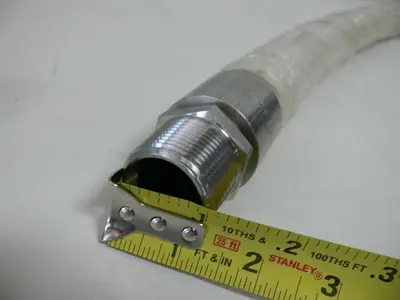 USED 72" FLEXIBLE COMPONENTS HOSE WTLCT/SFTLW CHEMFLUOR W/ 1" NPT ENDS