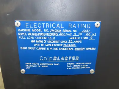 Chip Blaster JV40MAK Coolant System High Pressure Pump 480V 40LPM Dual Filter